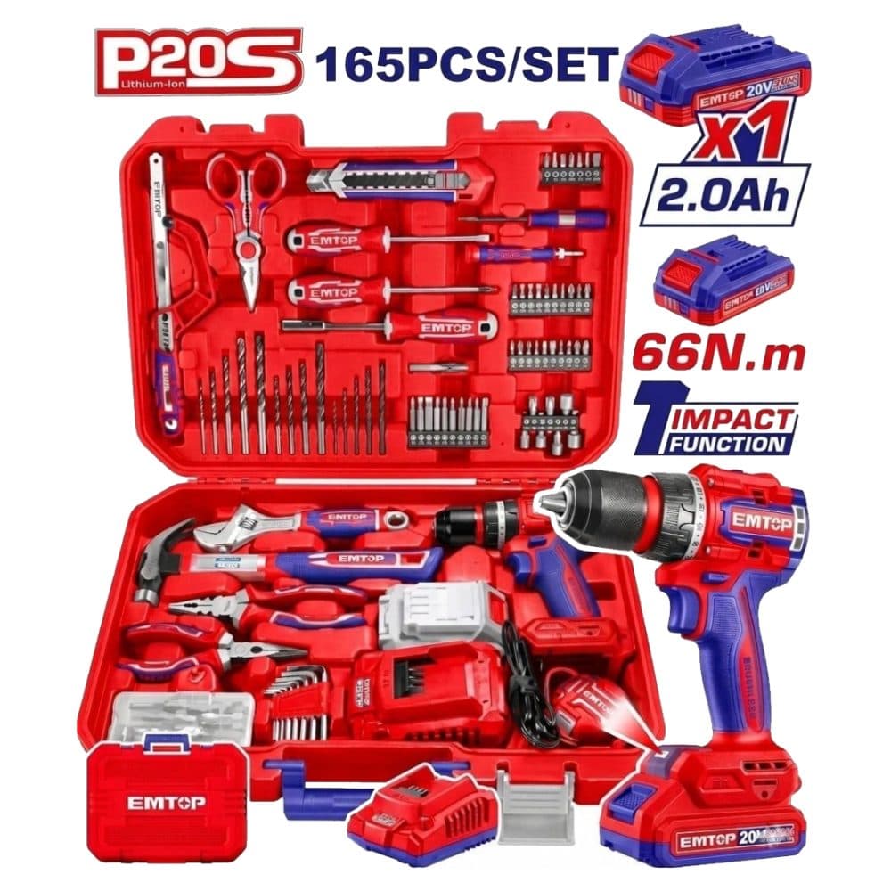 Kit Parafusadeira Bateria Emtop 165 Pe As 1 Bateria