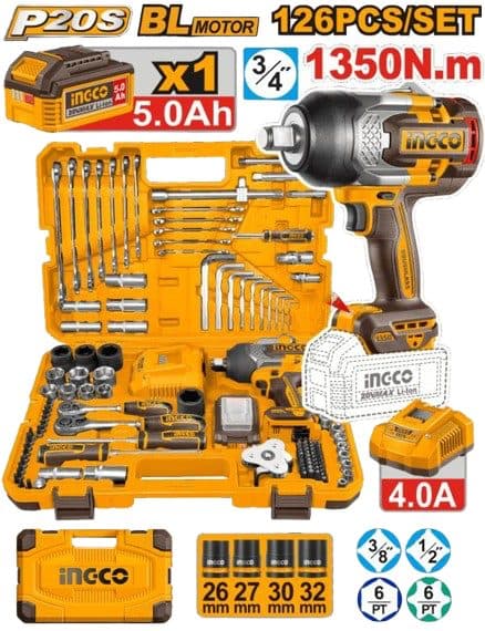 Kit Chave De Impact 3 4 Ingco 126PCS 5AH