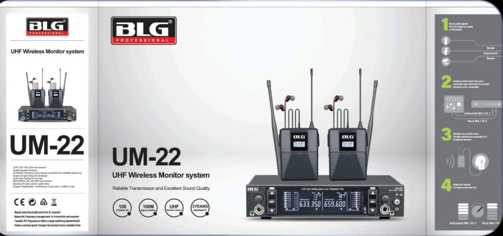 Microfone Monitor In Ear Um 22 Blg Fio 2MONI 1RC 100CANA 100M Unf