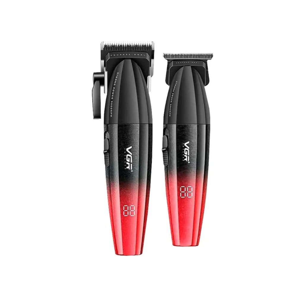 Kit Maquina De Cabelo Vgr 640 Preto Vermelho Bivolt