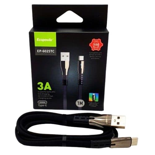 Cabo USB Ecopower Usbc Type Black