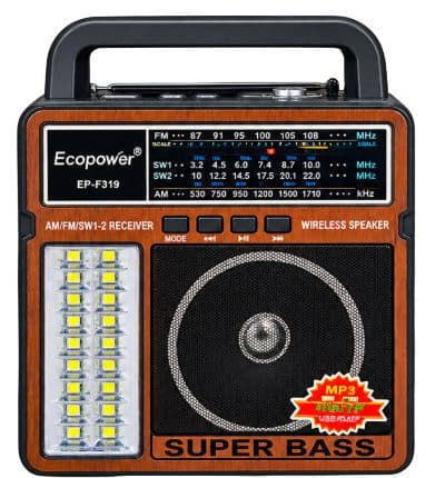 Radio Portatil Ecopower BT USB Sd Am Fm
