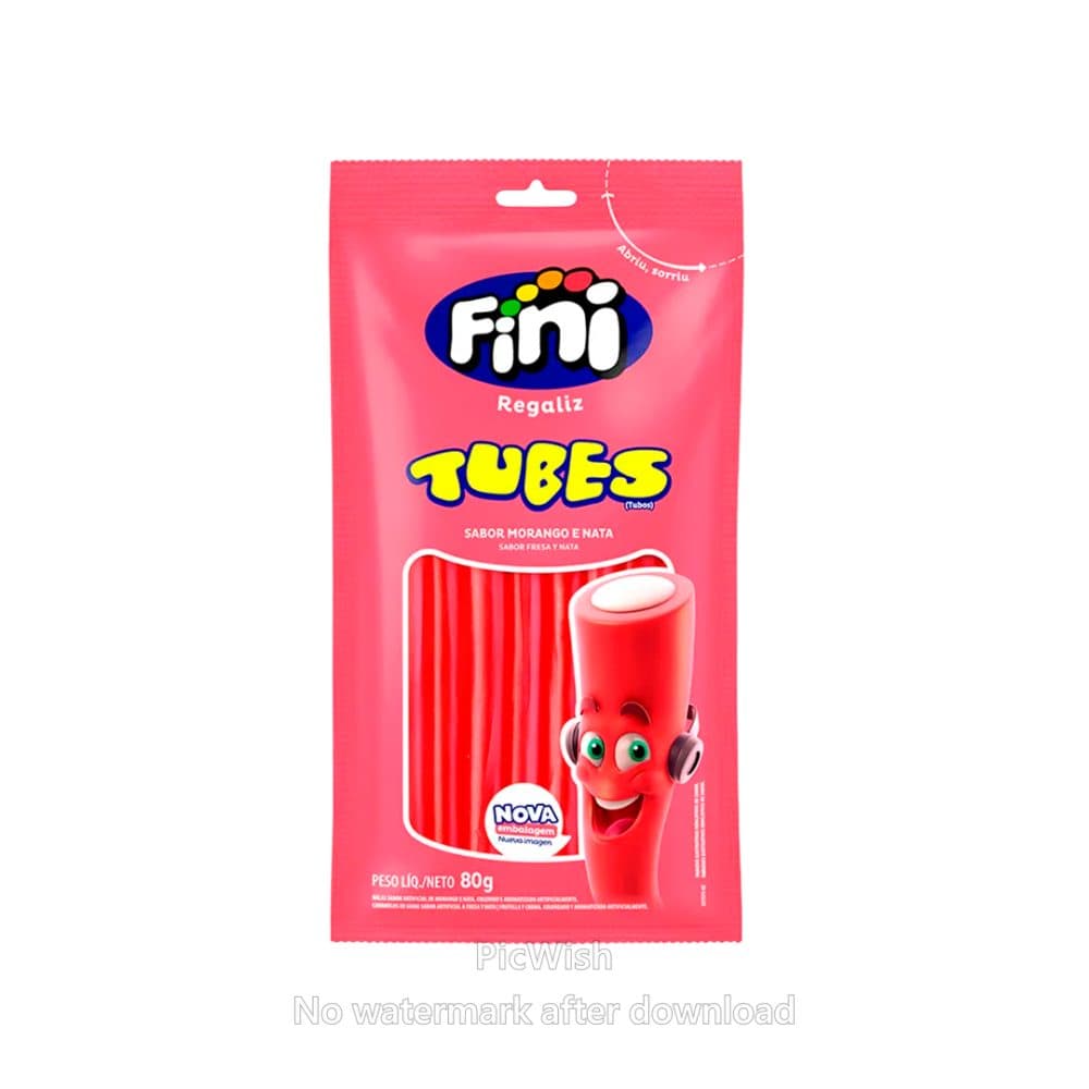 Goma Fini Regaliz Tubes Morango Nata 80G