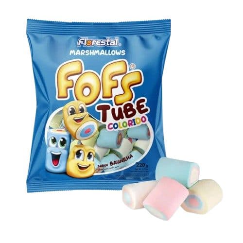 Doce Marshmallows Florestal Fofs Tube Baunilha 220G
