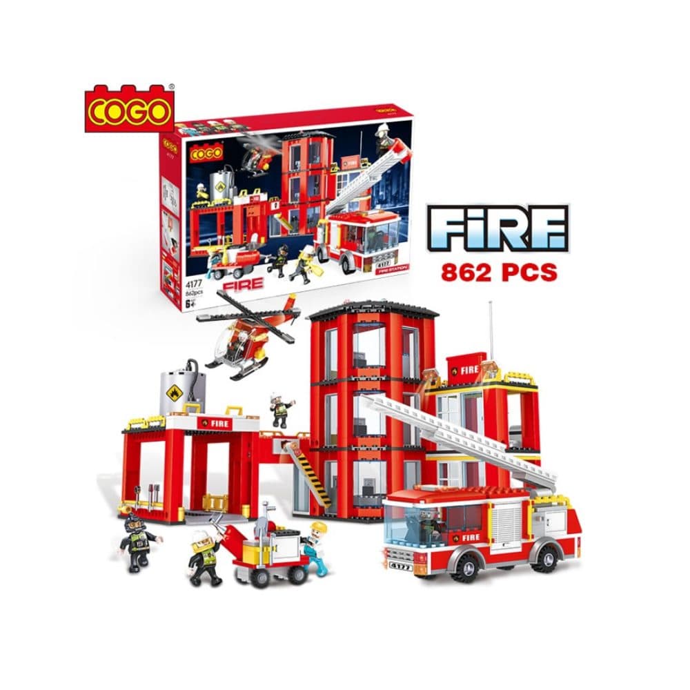 Bloques De Construccion Cogo Educativos Ensamblar Bomberos 862 Piezas