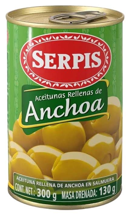 Azeitonas Serpis Recheadas Anchova Lata 300G