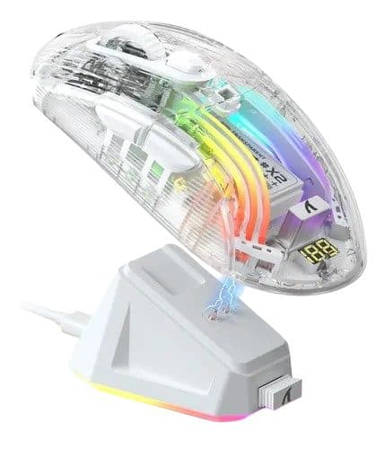 Mouse Wir Gamer Attack Shark X2 Pro RGB BT Transparente