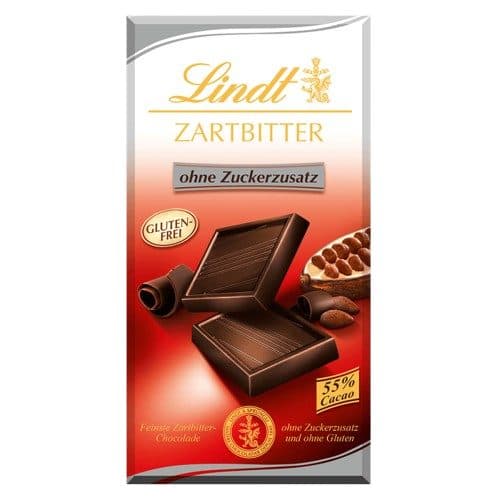 Chocolate Lindt Zartbitter Ohne Zuckerzusatz 55 Cacao 100G