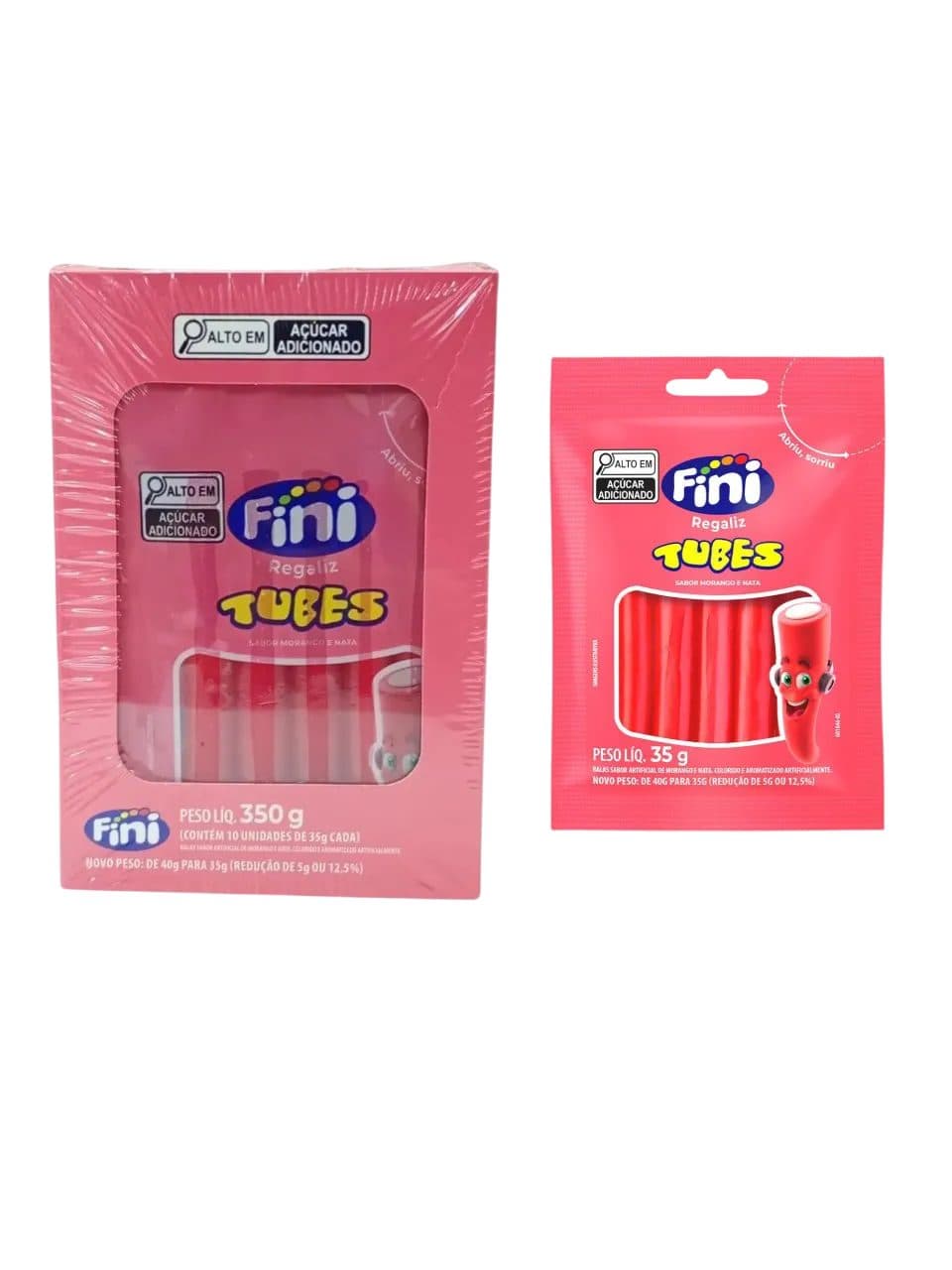 Goma Fini Regaliz Tubes Morango Nata 350G 10P
