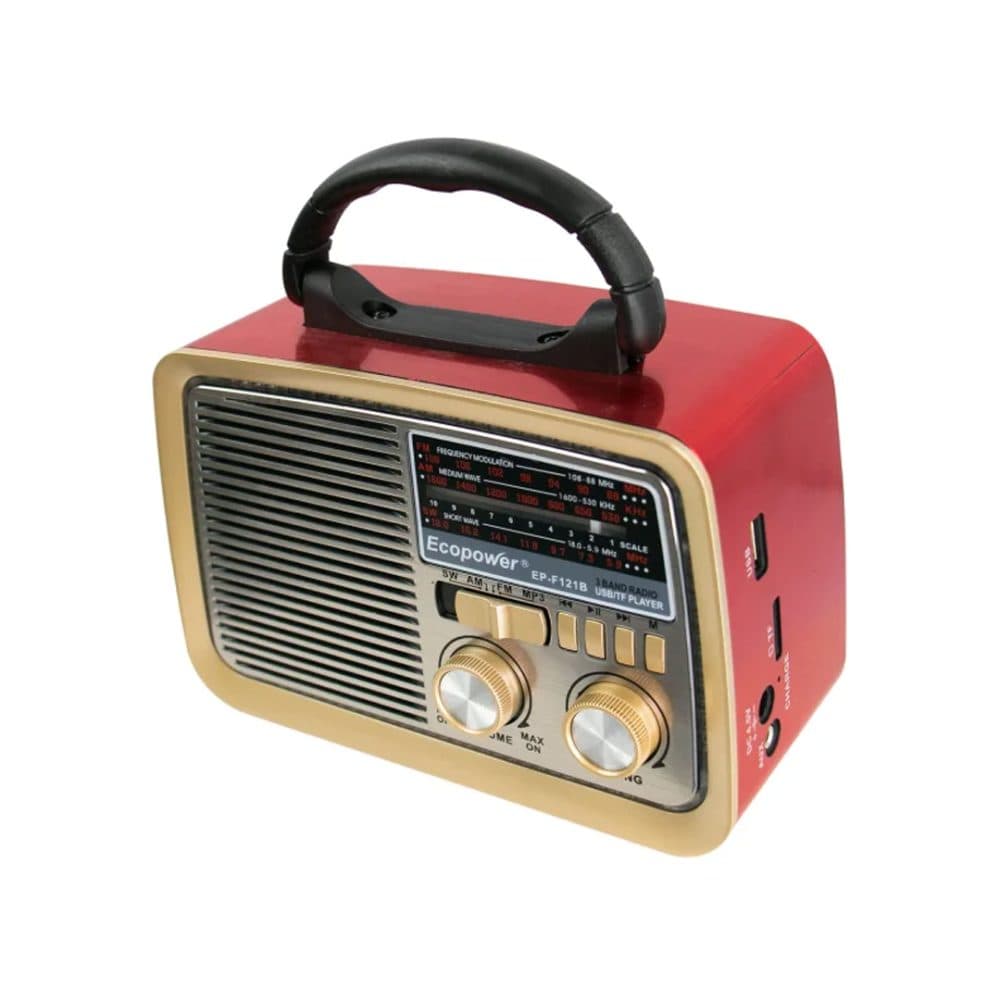 Radio Portatil Ecopower Mahogany BT USB Sd Am Fm