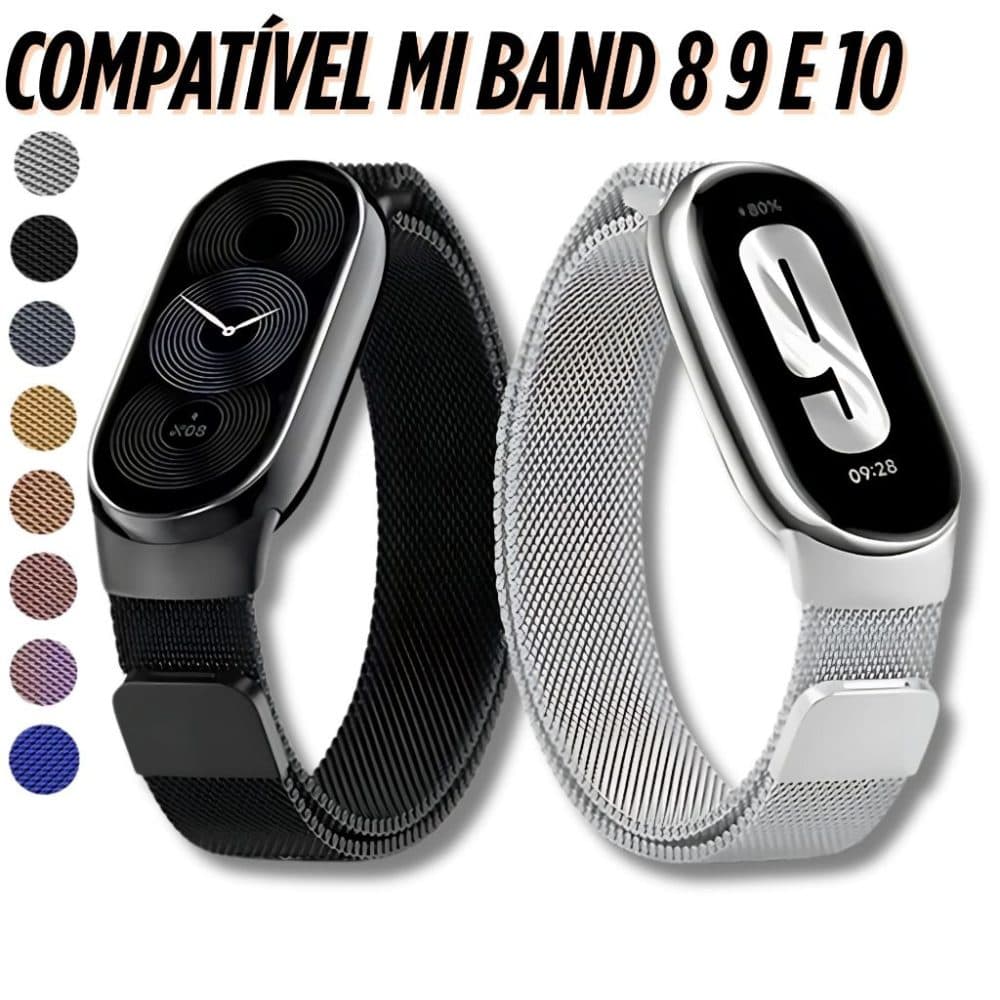 Pulseira Mi Band 8 9 10 Metal Colorida