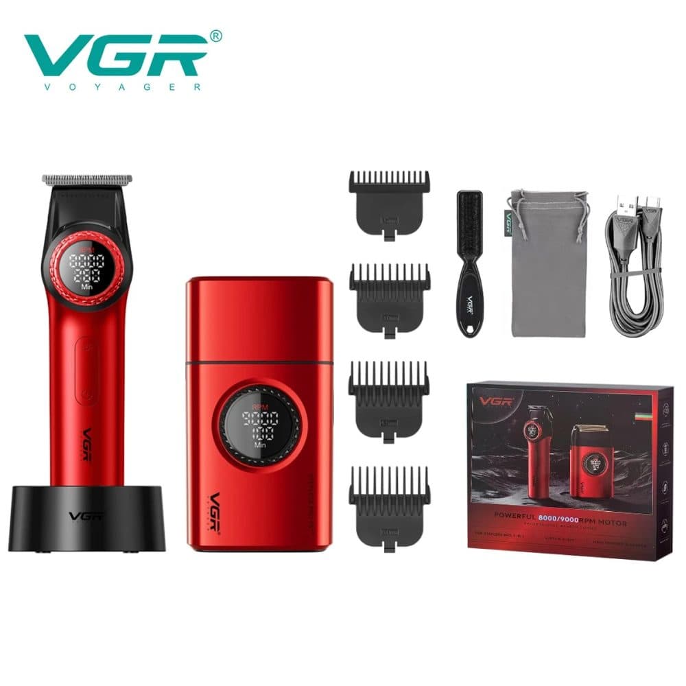 Aparador De Pelo Vgr 016 Clipper Vermelho Carregavel