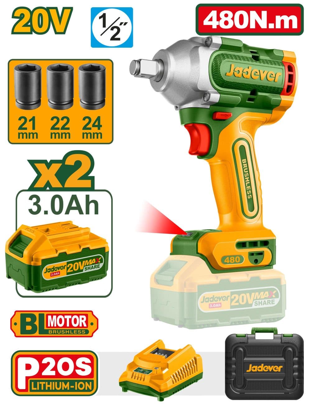 Parafusadeira 1 2 Bateria Jadever 50 60H