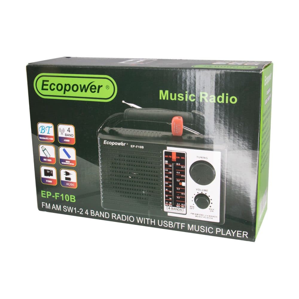 Radio Portatil Ecopower Wooden USB Sd Fm Am
