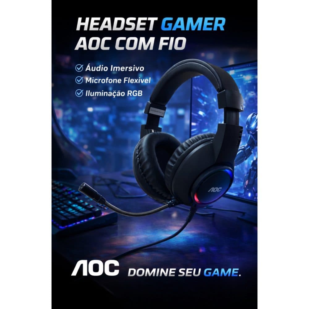 Fone Microfone Aoc Gaming