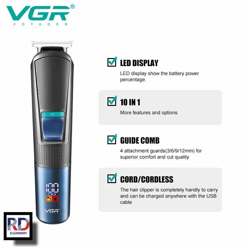 Aparador De Pelo Vgr 108 Azul Carregavel 5V USB