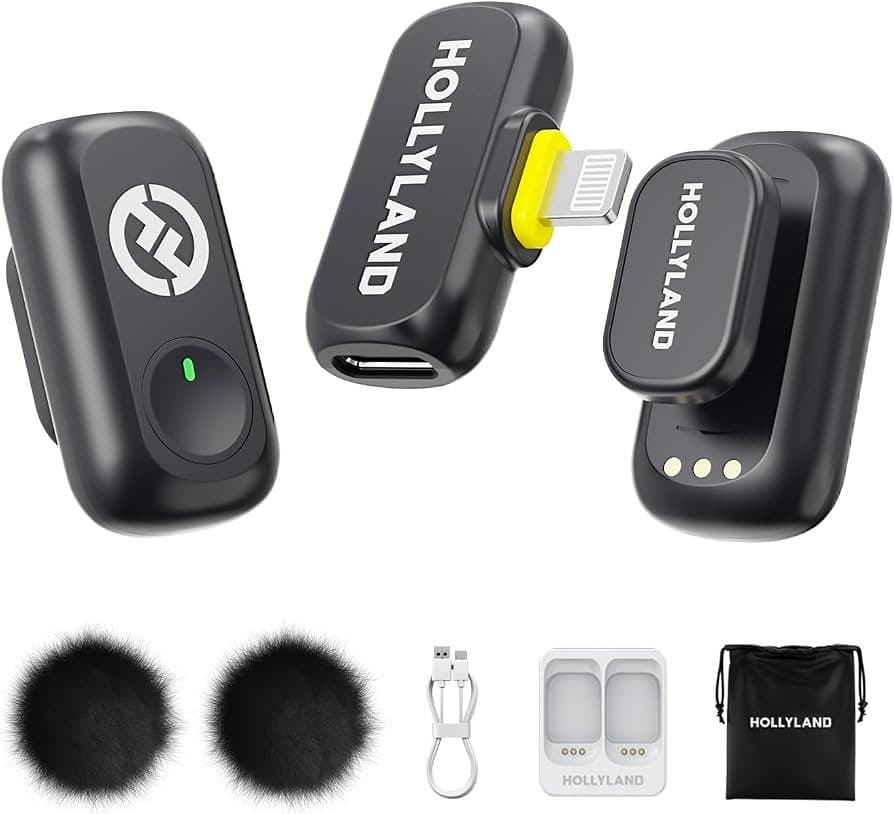 Microfone Lapela Wir Hollyland Lark A1 2TX 1RX USB Lightning
