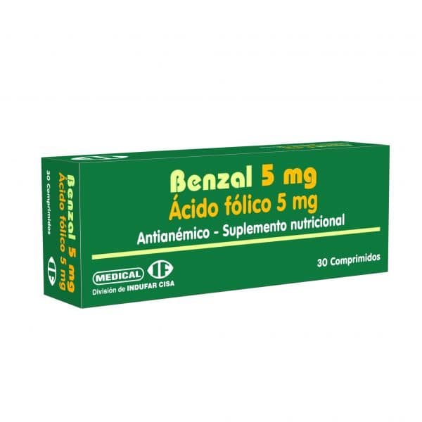 Med Vitamina Benzal 5 Indufar Acido Folico 5MG Cx