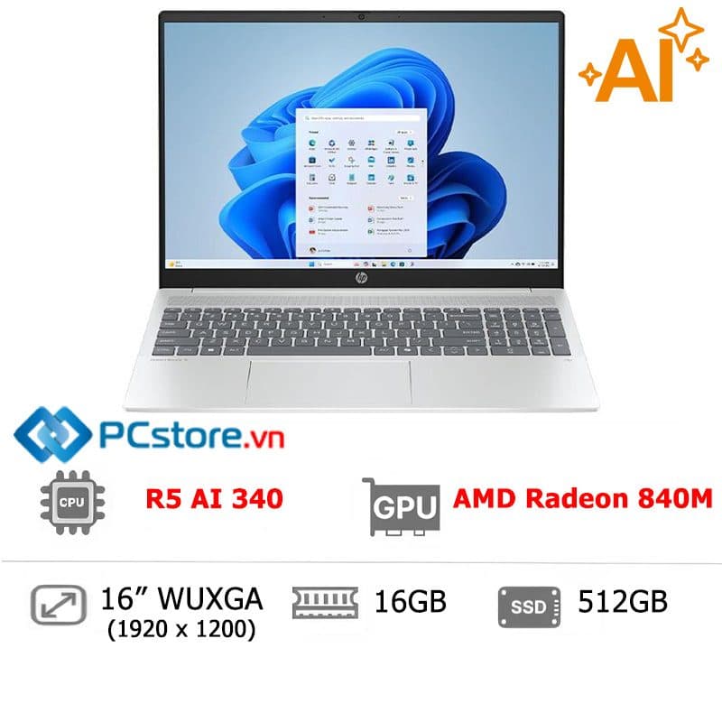 HP 16 Ai R5 340 Wuxga W11 512GB