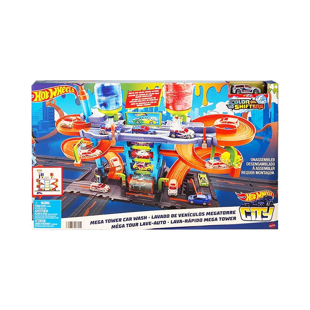 Pista De Jogo Mattel Hot Wheels City Mega Tower Car Wash Color Shifters