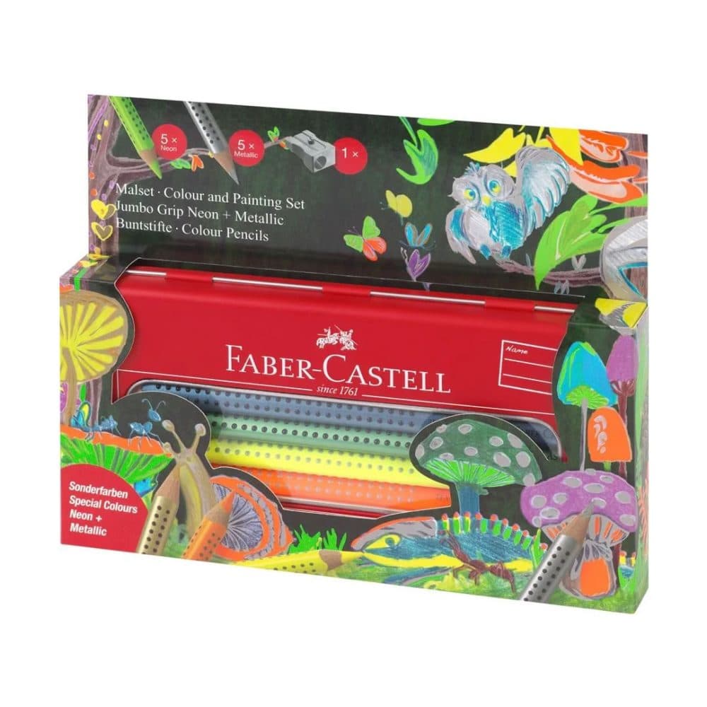 Lapiz De Color Faber Castell Conjunto Jumbo Grip Neon Metalico 11 Unidades