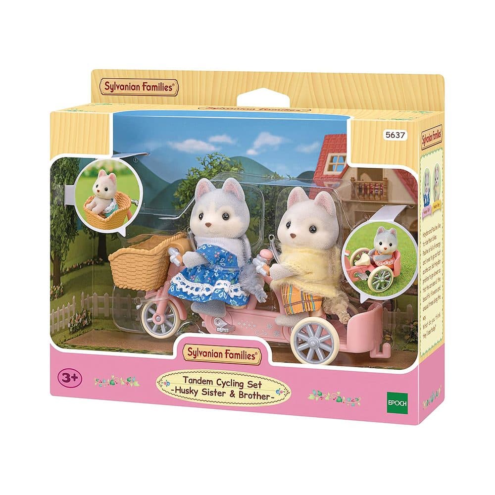 Kit De Jogo Epoch Sylvanian Families Tandem Cycling Set Husky Sister Brother