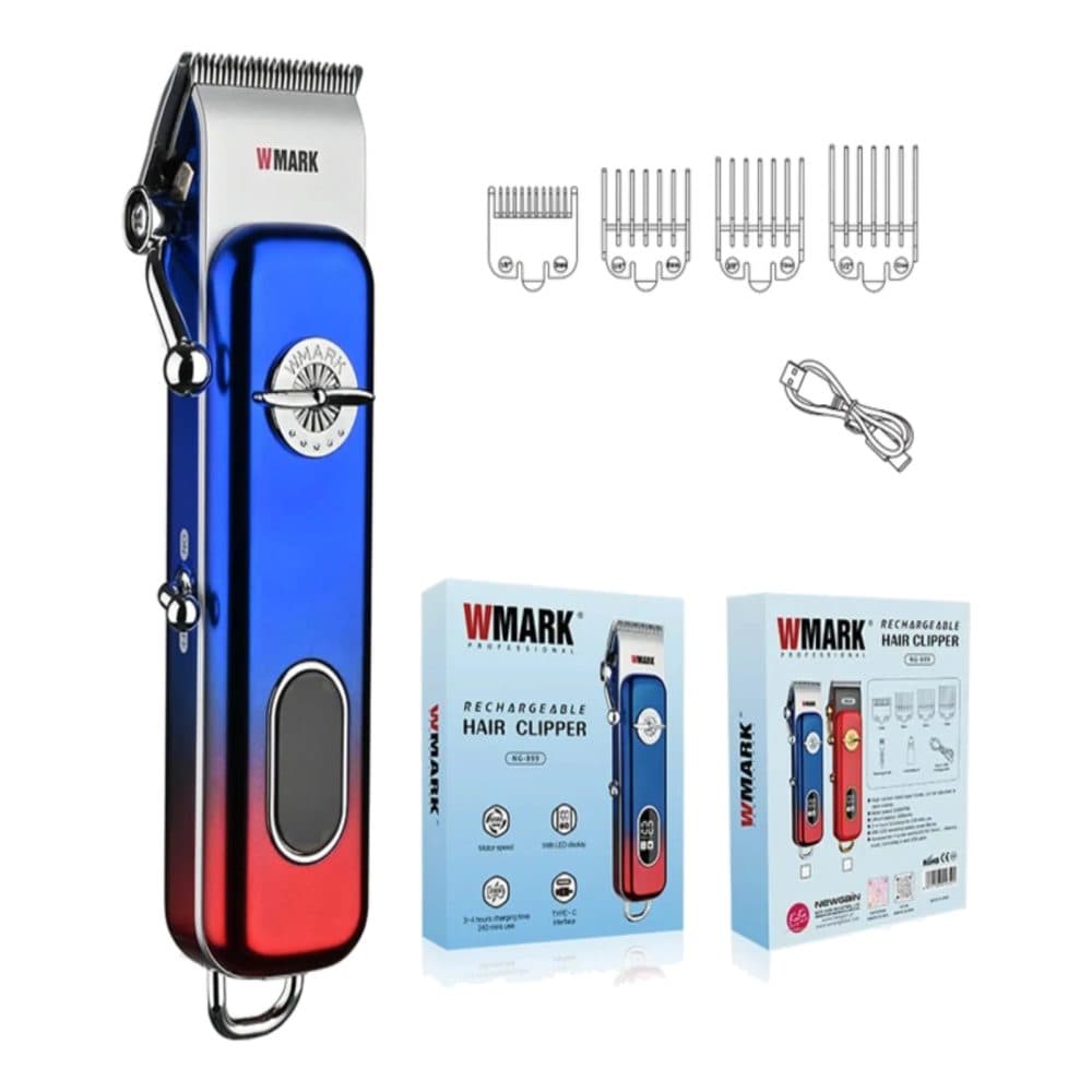 Maquina Cabelo Wmark Clipper Azul Vermelhor