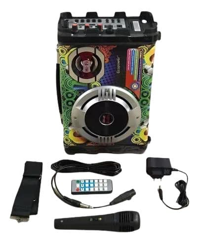 Speaker Ecopower Colorido BT USB Fm Aux
