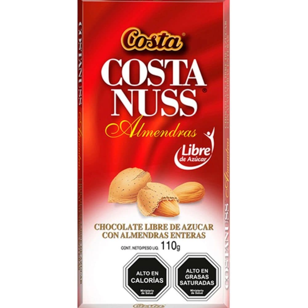 Chocolate Costa Roll Nuss Almendras 0 Azucar Barra 110G