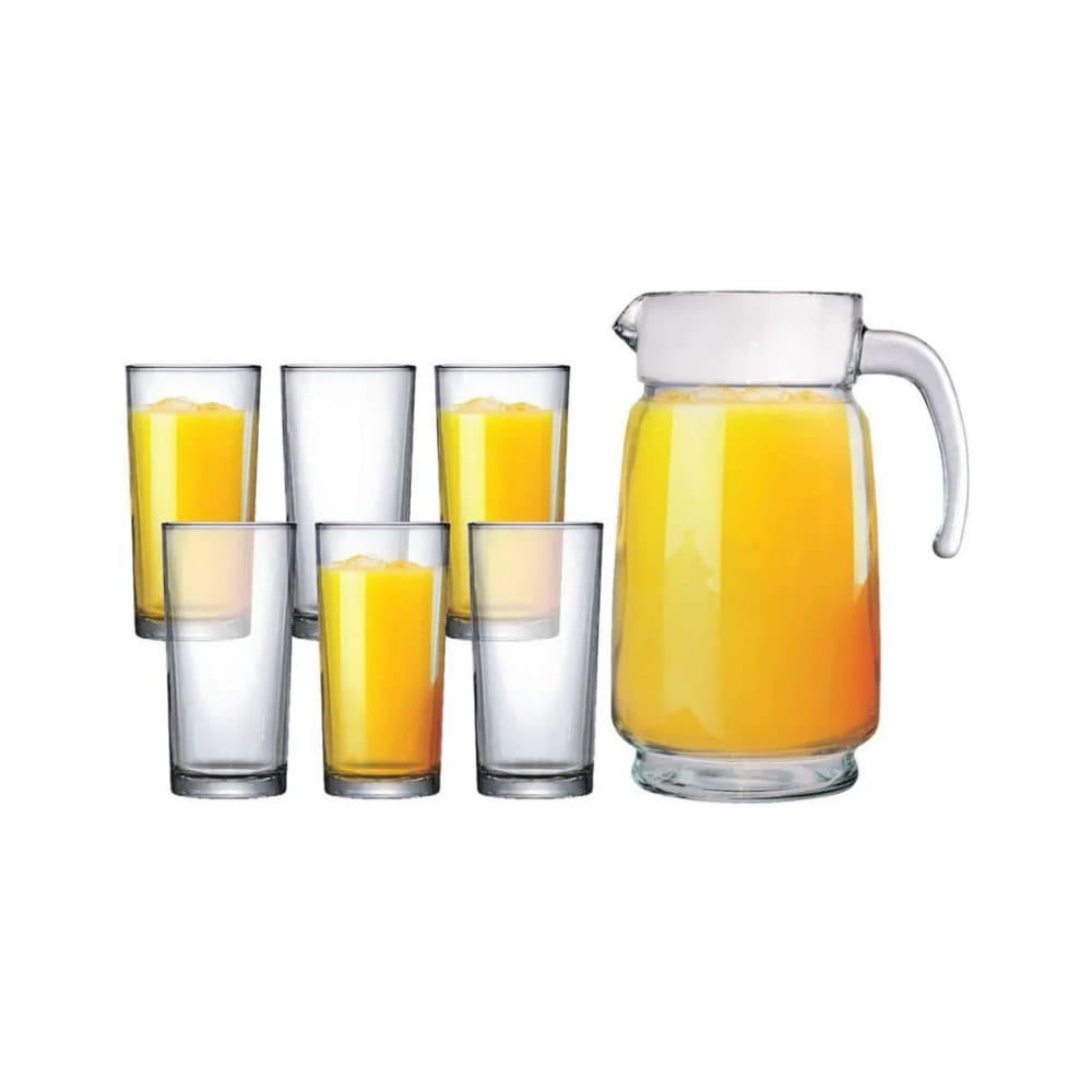 Kit Jarra Vasos De Vidrio Ruvolo Athenas 7 Piezas