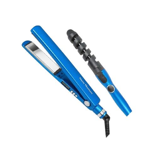 Kit Prancha Pro Nano Titanium Ondulador Azul Bivolt