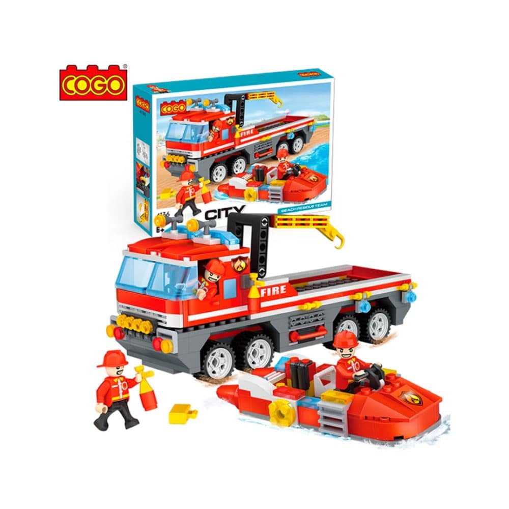 Bloques De Construccion Cogo Educativos Ensamblar City Camion Bombero 353 Piezas