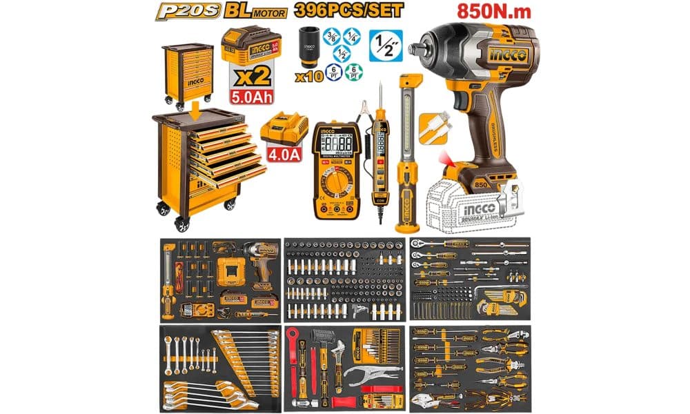 Caixa De Ferramenta Ingco 396PCS Metalico