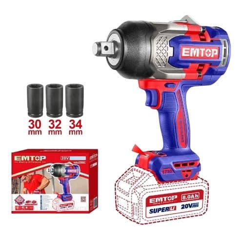 Chave De Impact 3 4 Bateria Emtop Bater Carrg