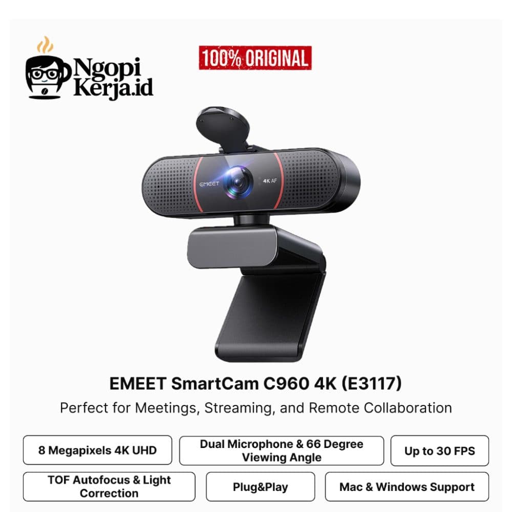 Webcam Emeet Smartcam NC Mic USB Kit Tripod E3117